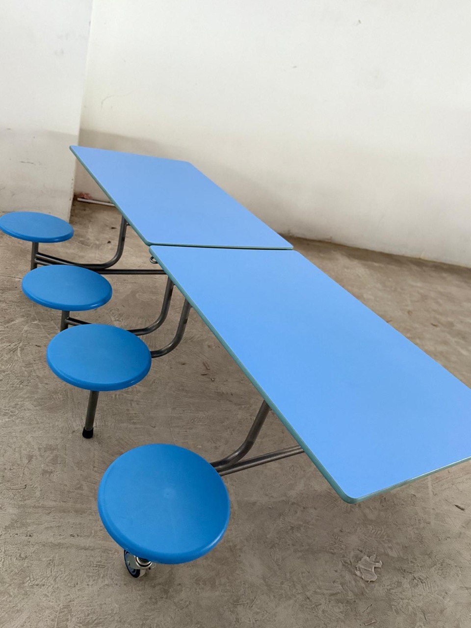 Preloved mobile cafeteria table with integrated stools (8 seater)