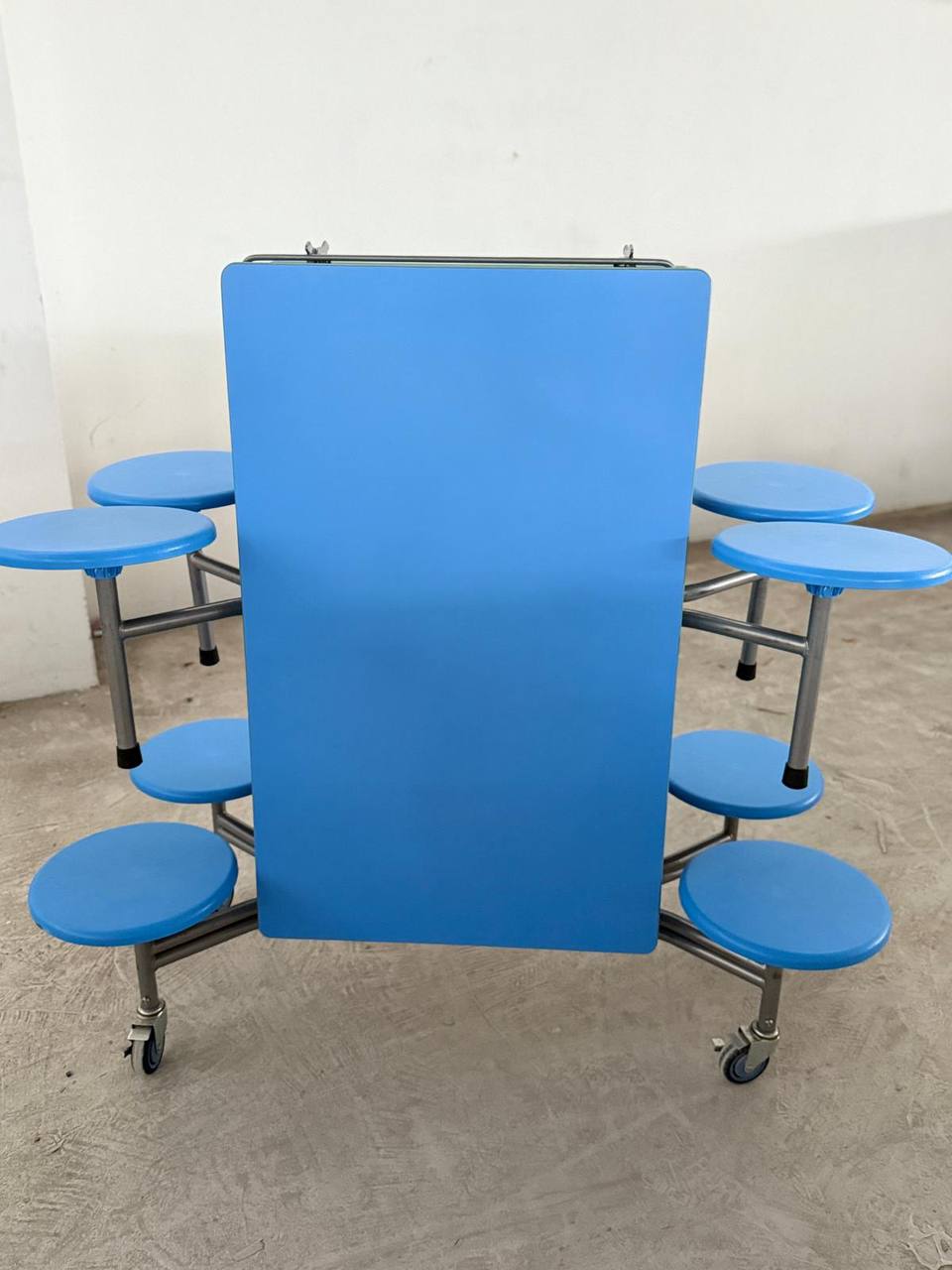 Preloved mobile cafeteria table with integrated stools (8 seater)