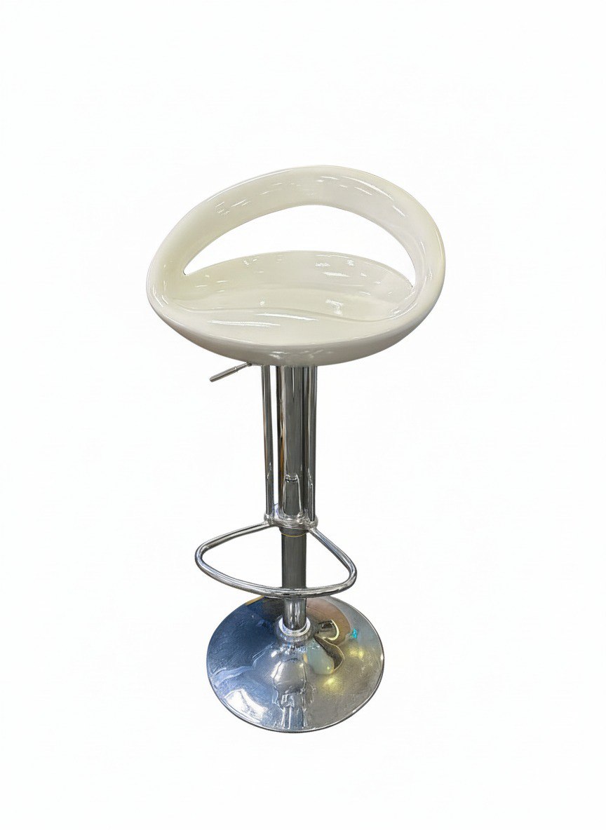 Adjustable Bar Stool (White Seat / Chrome Base)