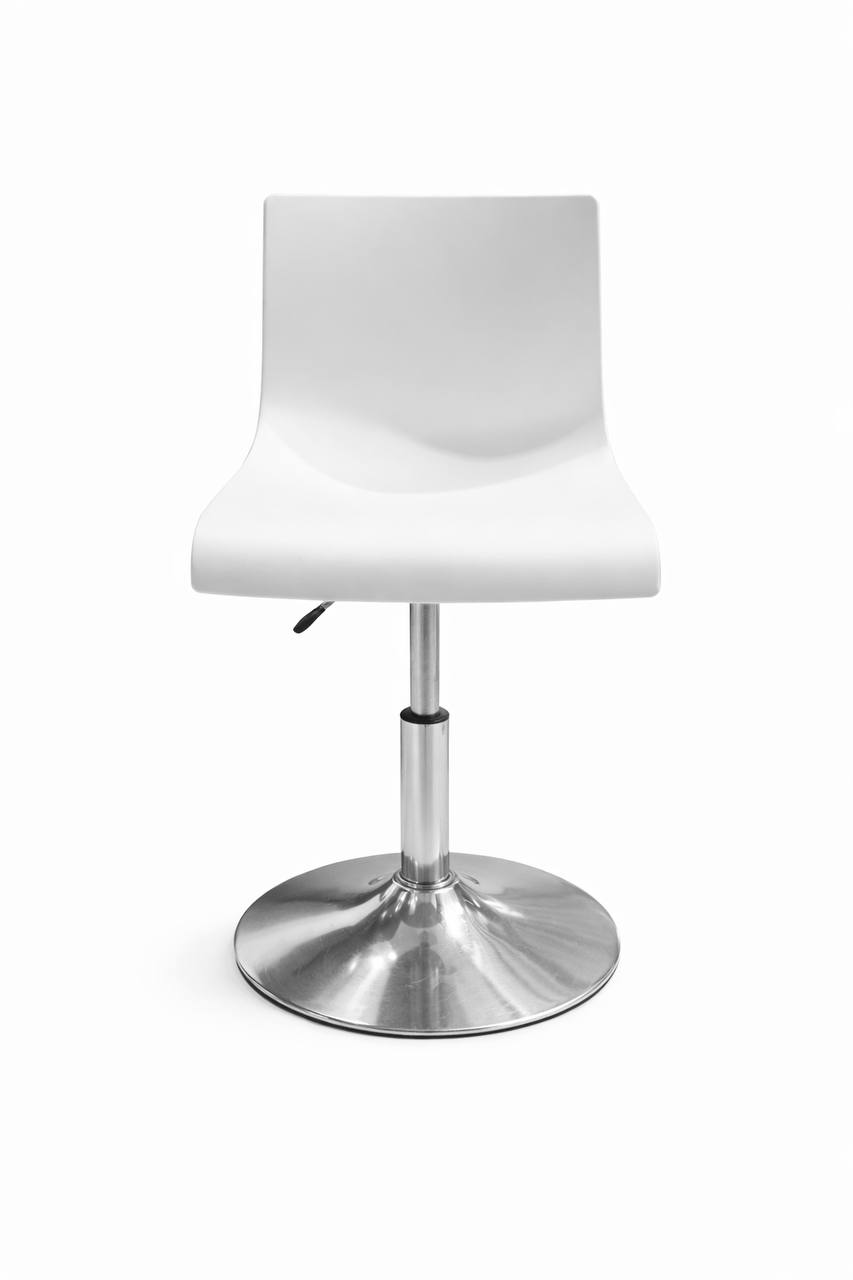 Adjustable Bar Stool (White Seat / Chrome Base)