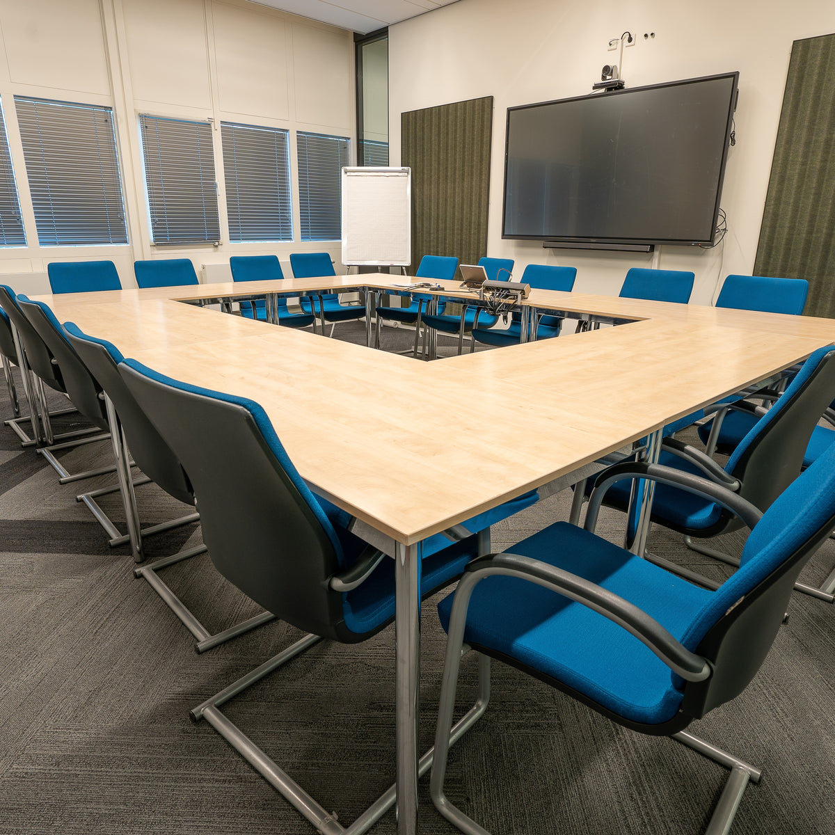 Conference room interior modern office with white walls monitor