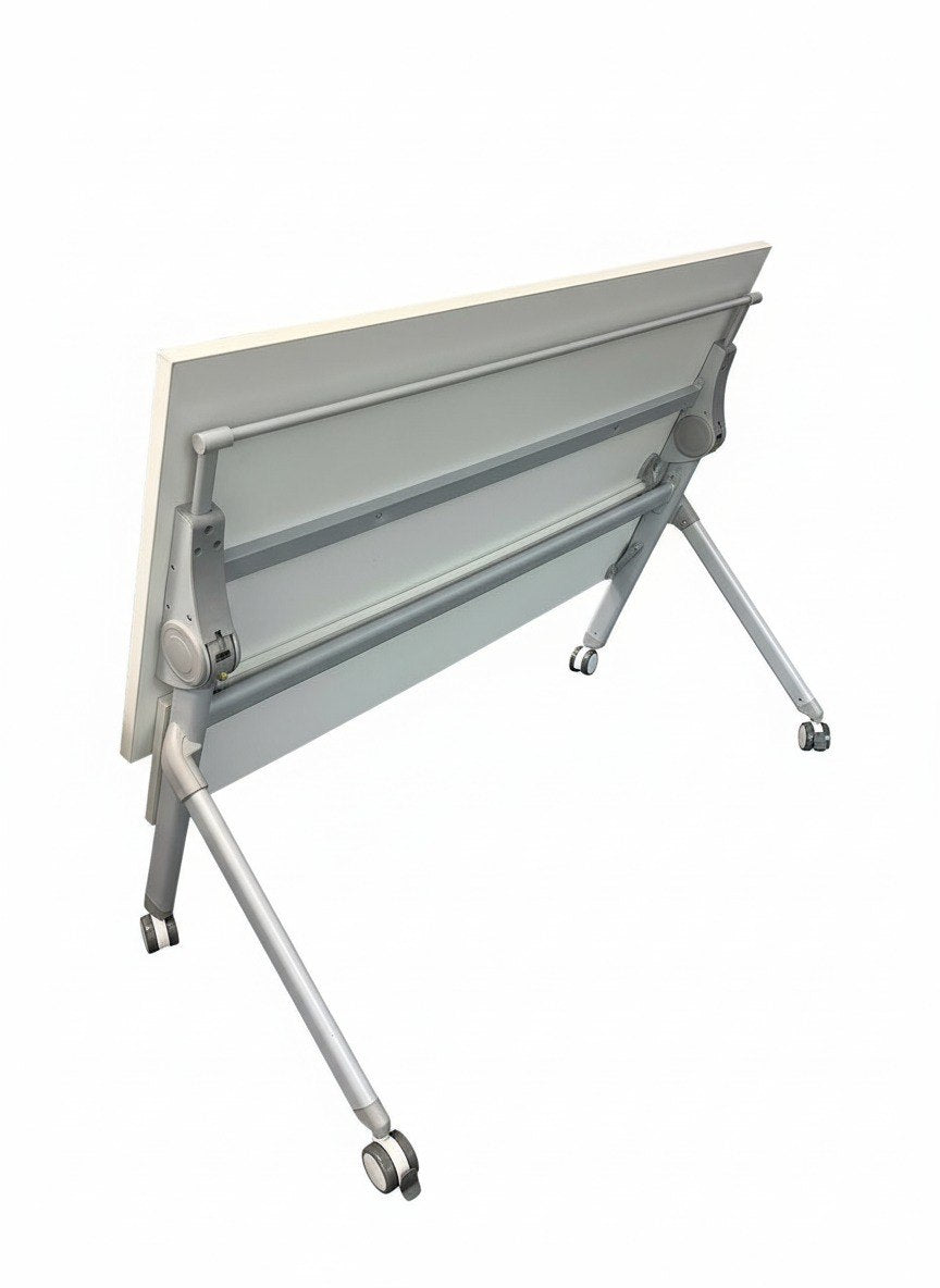 Flip-Top Mobile Training Table (White Top / Silver Frame)