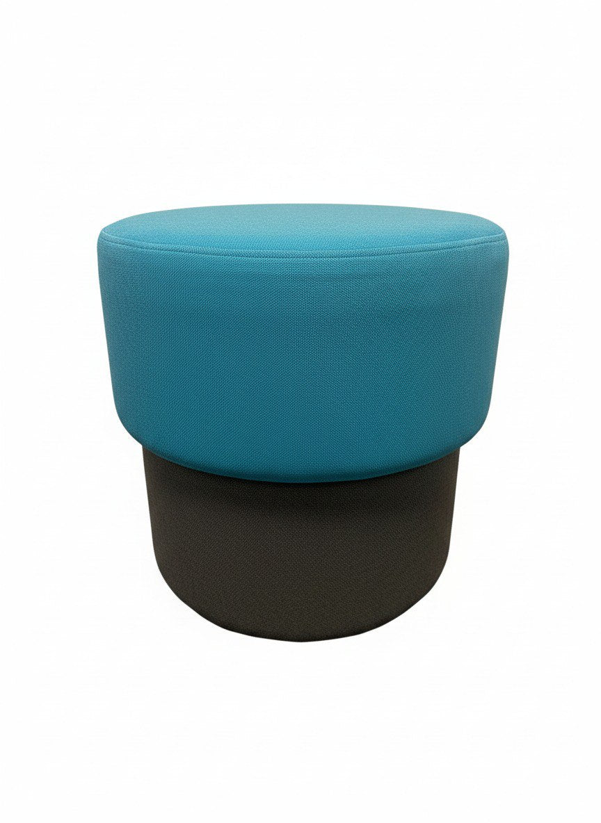Two-Tone Fabric Ottoman Stool (Teal top / Charcoal base)
